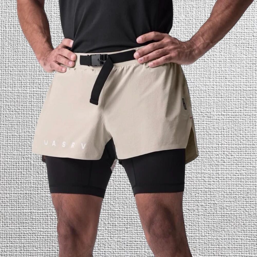 Asrv Men's Cream and Tan Shorts